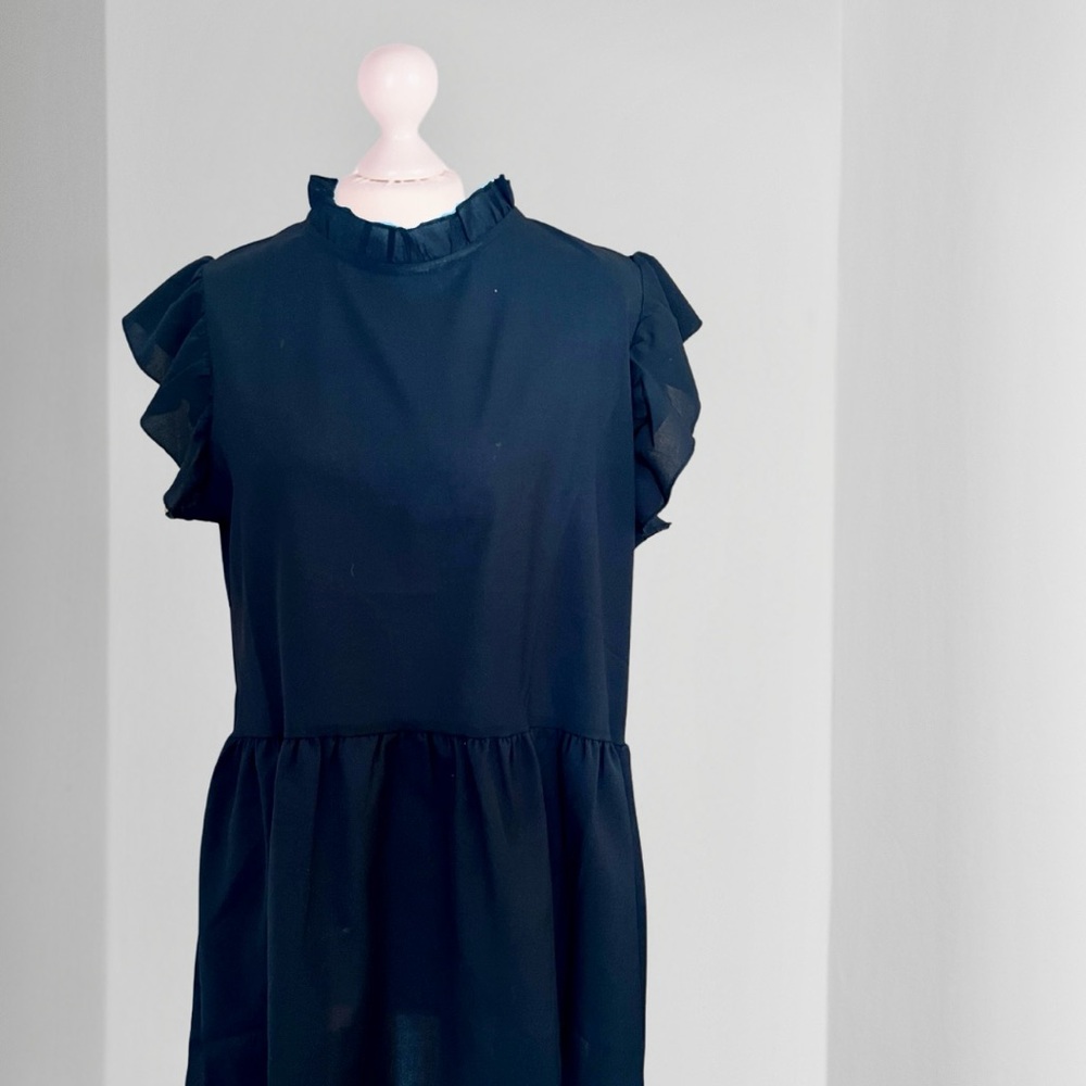 Elegant Black Ruffle Peplum Top